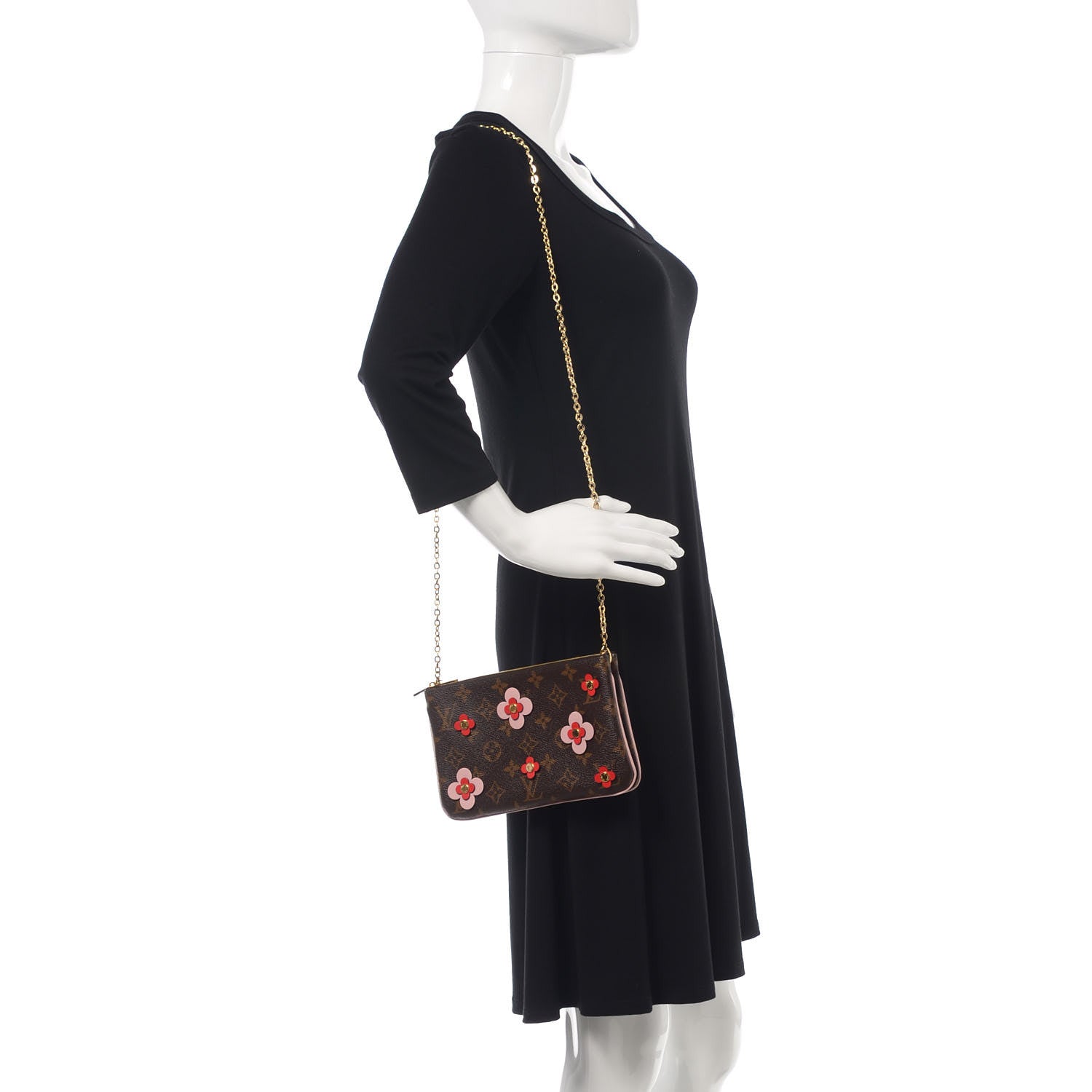 Louis Vuitton Monogram Blooming Flowers Double Zip Pochette 2 of 11
