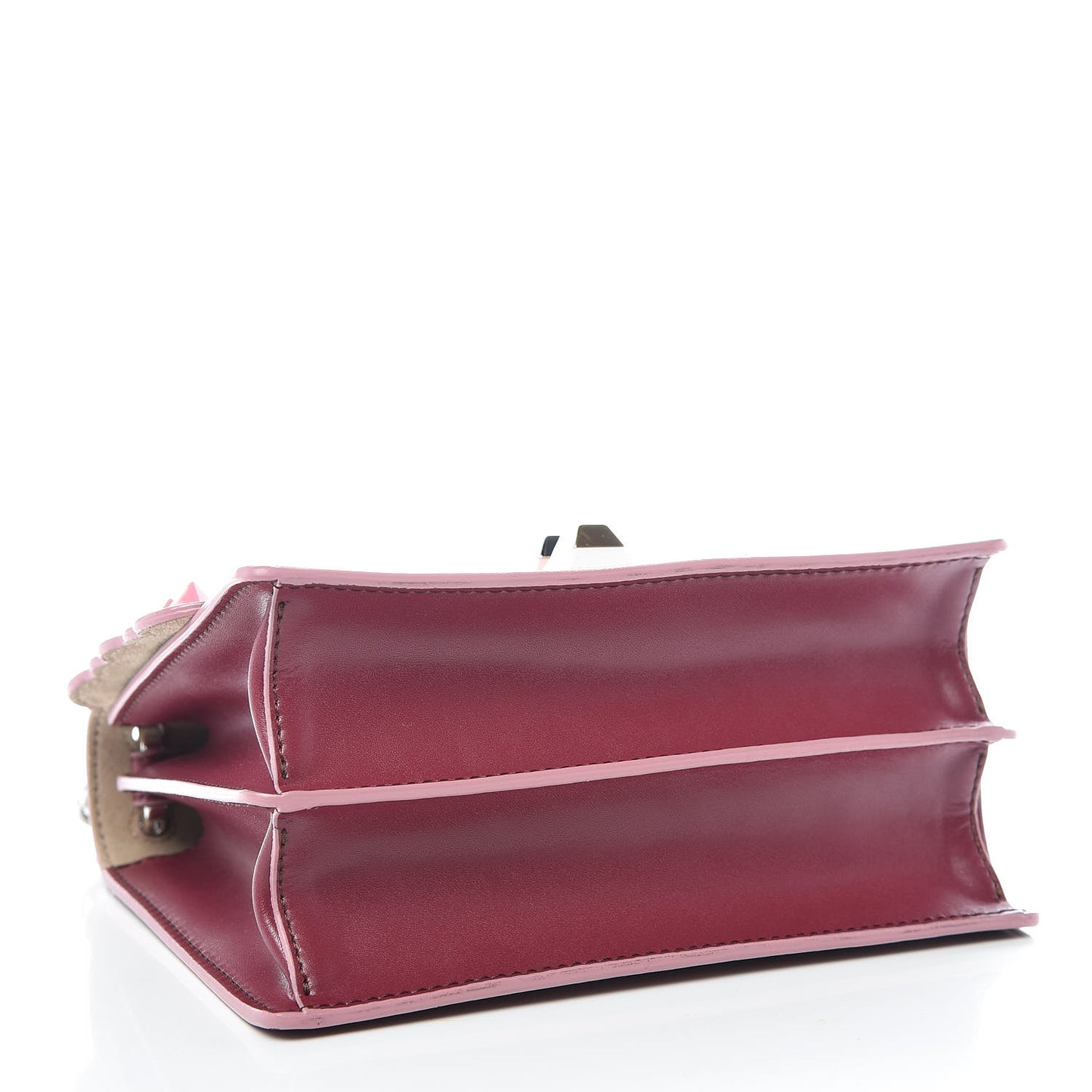 Vitello Liberty Scalloped Studded Small Kan I Shoulder Bag Black Cherry Multicolor