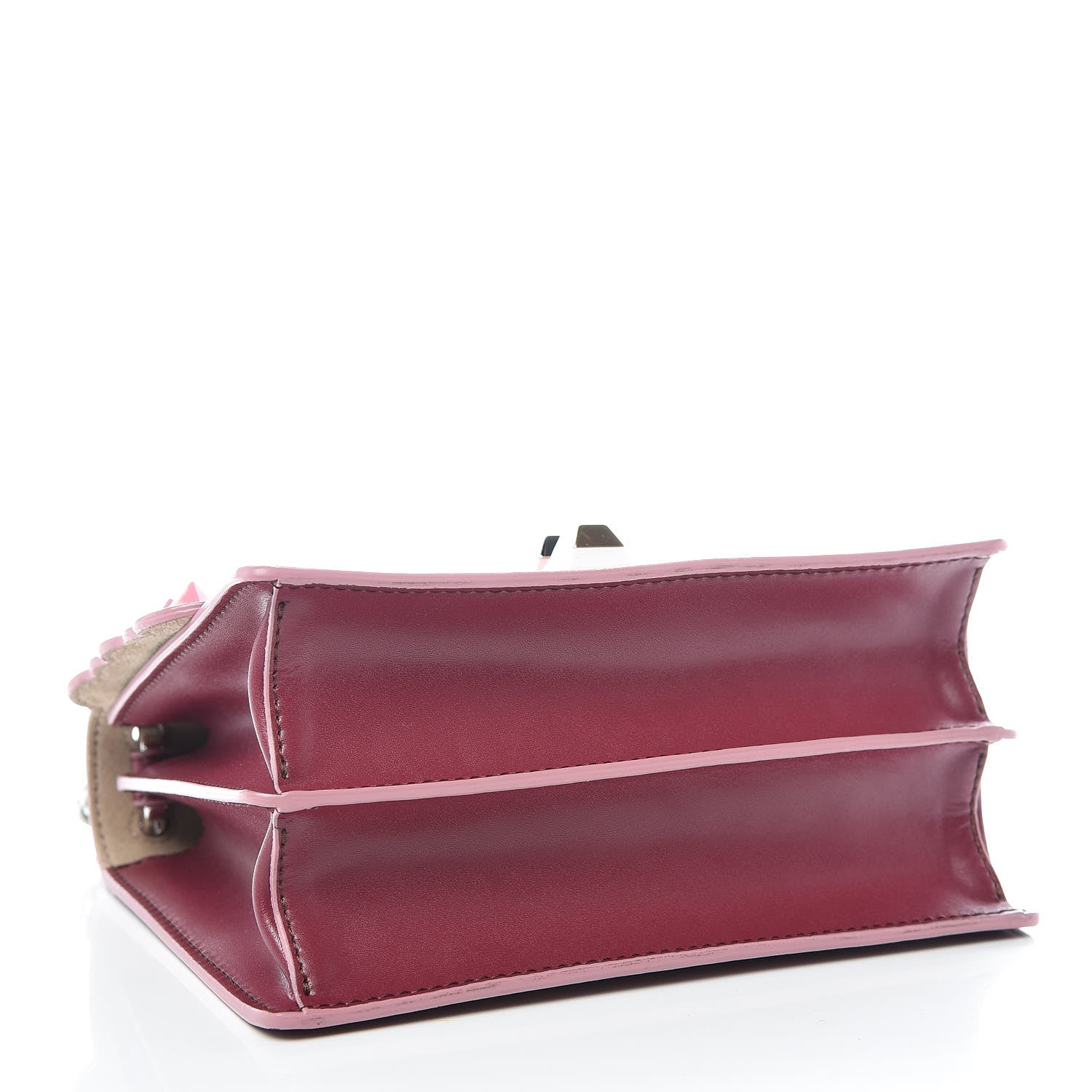 Fendi Vitello Liberty Scalloped Studded Small Kan I Shoulder Bag Black Cherry Multicolor 4 of 10