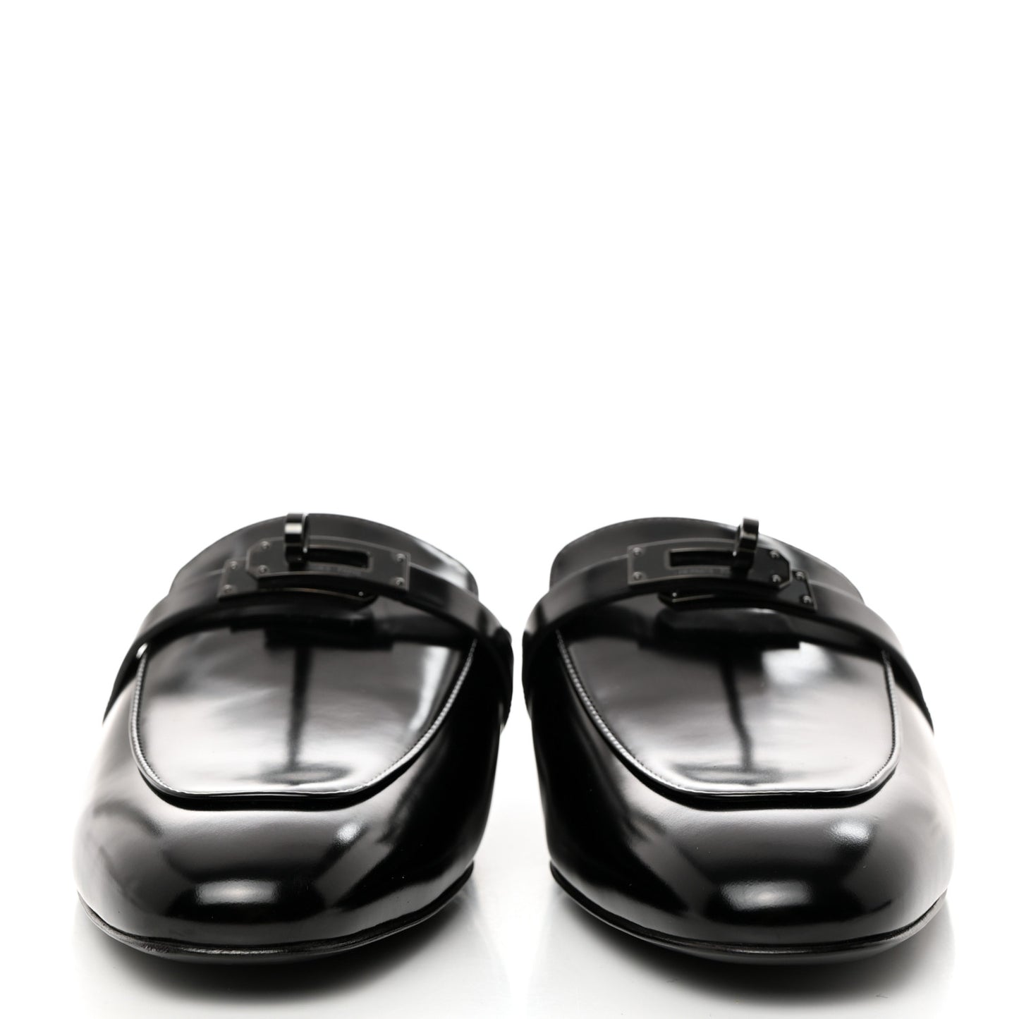 Glazed Calfskin Oz Mules 41 Black