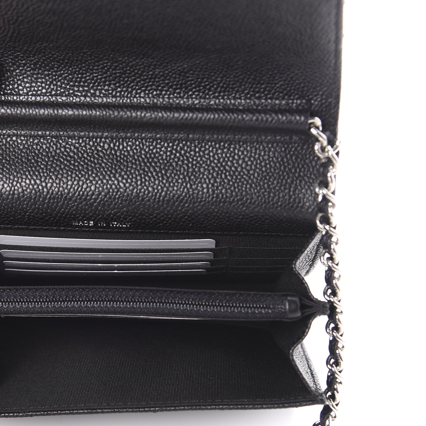 Caviar Chevron Quilted Square Wallet On Chain WOC Black