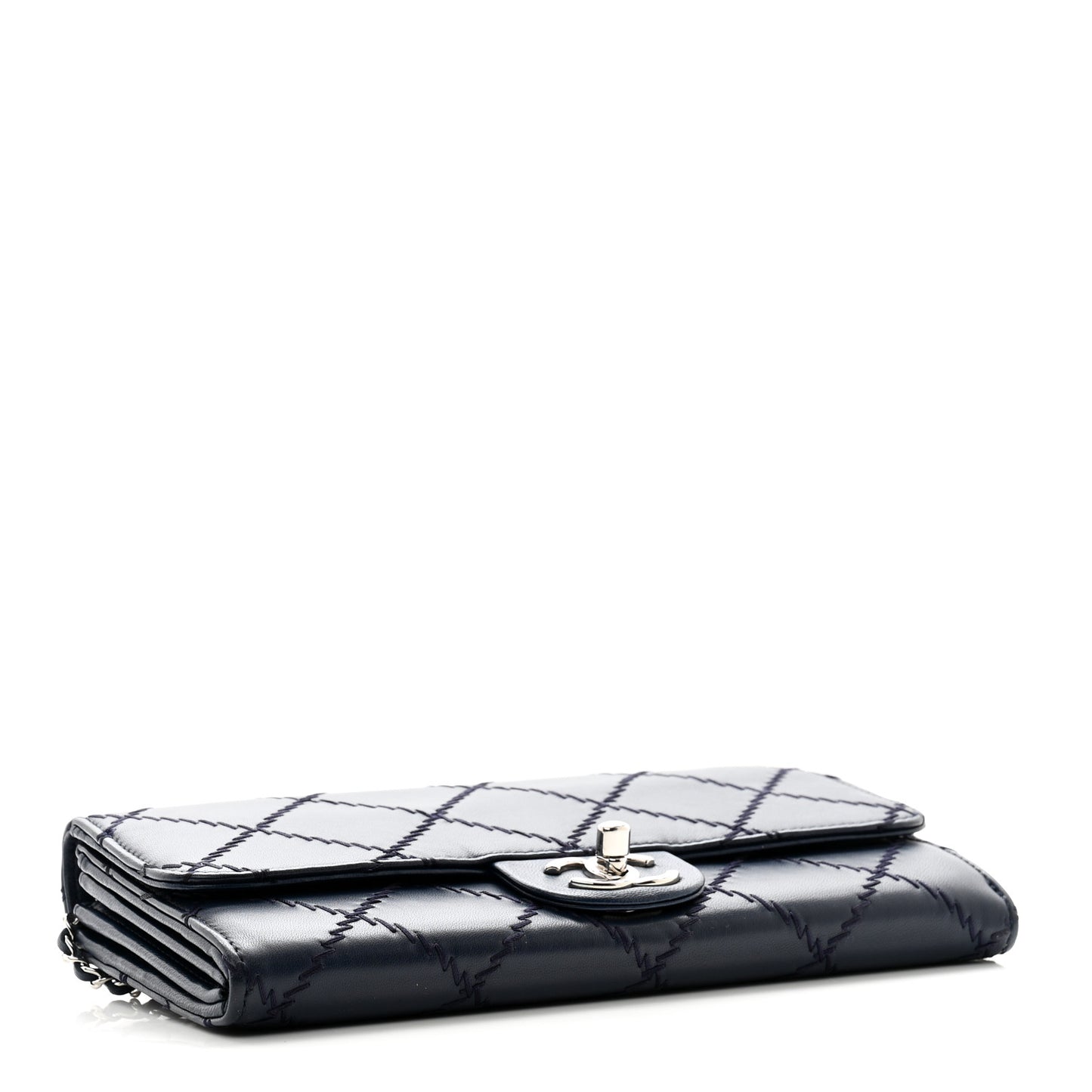 Lambskin Ultimate Stitch Clutch Flap Navy Blue