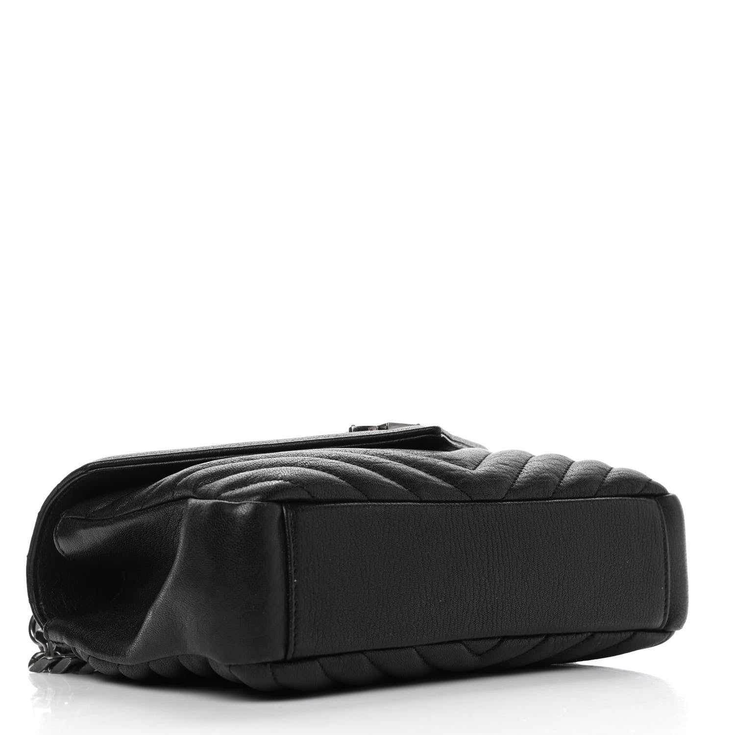 Saint Laurent Sheepskin Matelasse Chevron Monogram Medium College Bag Black 3 of 5