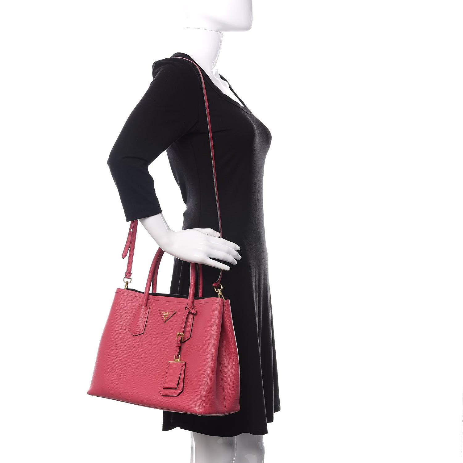 Prada Saffiano Cuir Medium Double Bag Peonia 2 of 10