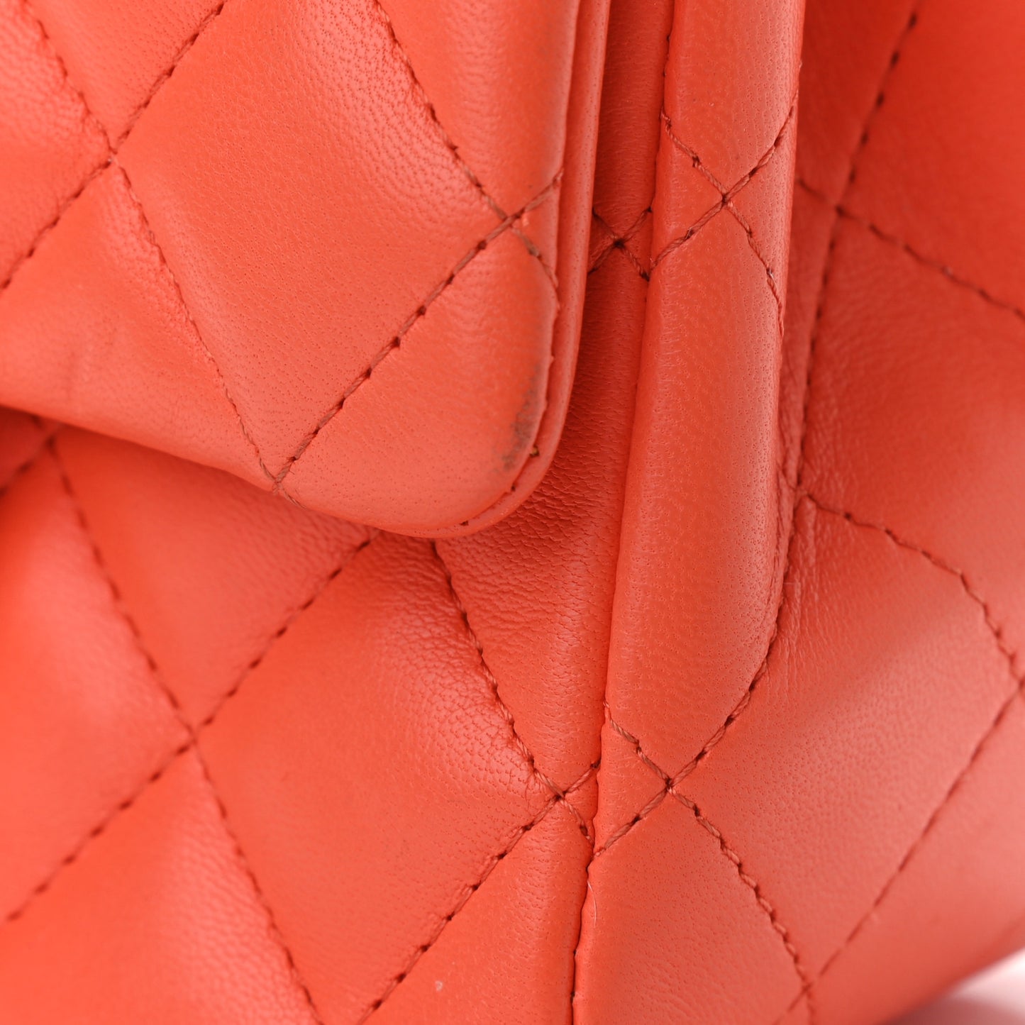 Lambskin Quilted Mini Square Flap Light Orange