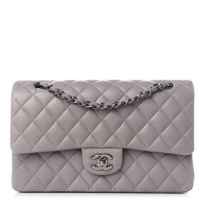 Chanel Lambskin Quilted Medium Double Flap Grey 1 of 9