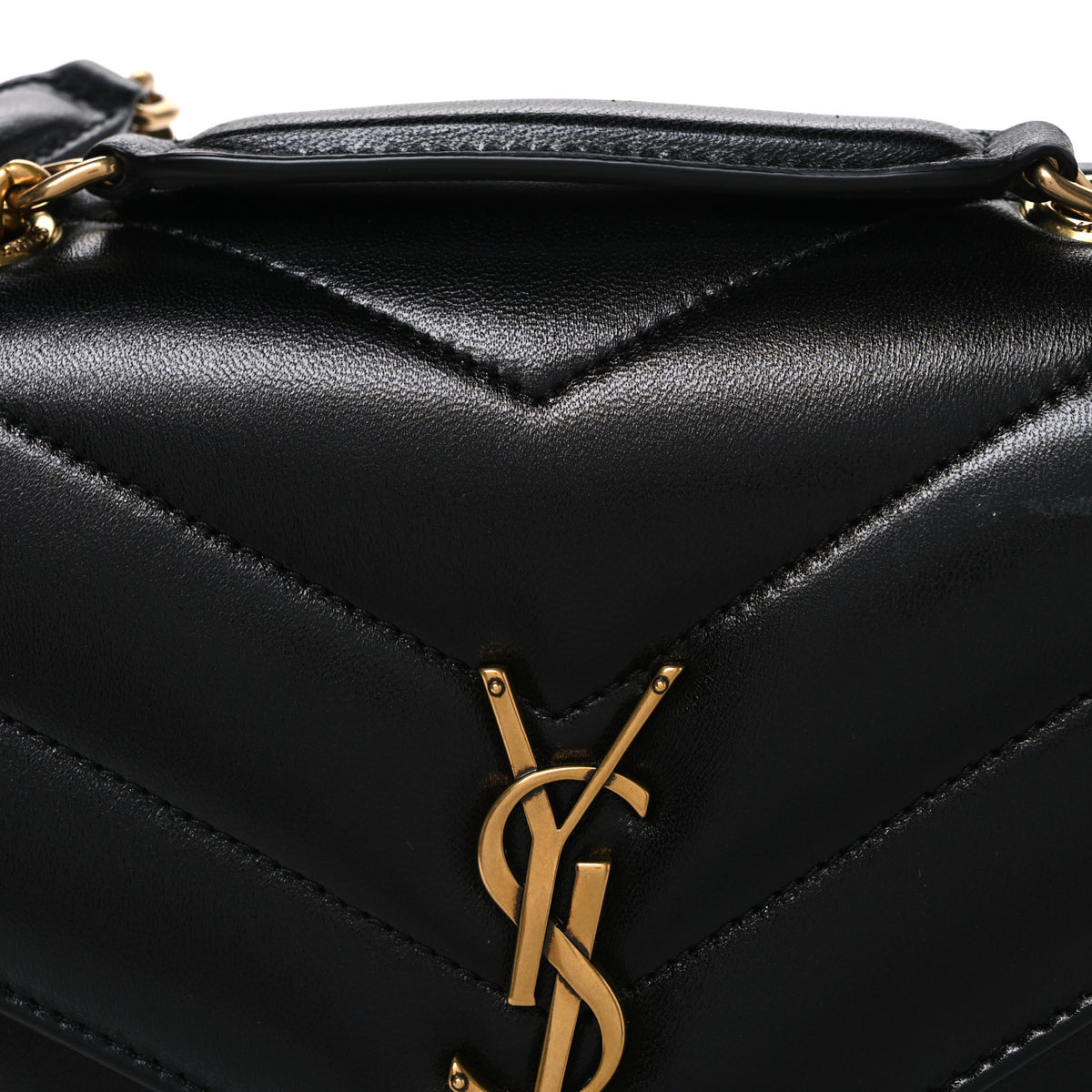 Saint Laurent Lambskin Chevron Quilted Small Loulou Black 9 of 12