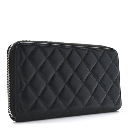 Chanel Lambskin Quilted Large Gusset Zip Around Wallet Black 3 of 8