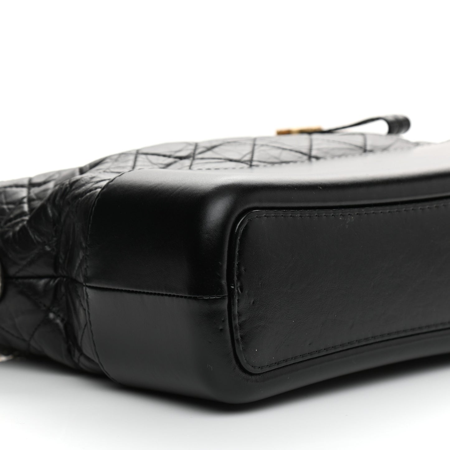 Aged Calfskin Quilted Medium Gabrielle Hobo Black