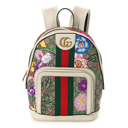 Gucci GG Supreme Monogram Flora Web Small Ophidia Day Backpack White 1 of 10