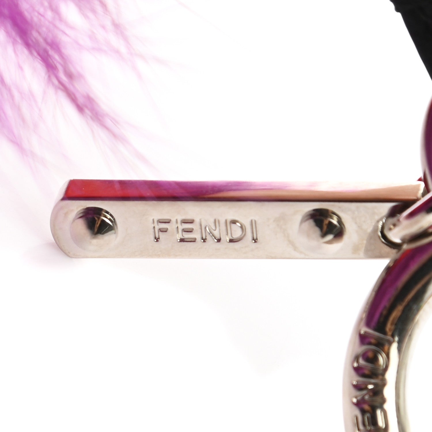 Fendi Fox Mink Goat Fur Oret Monster Bag Bug Charm Orchid Black 4 of 5