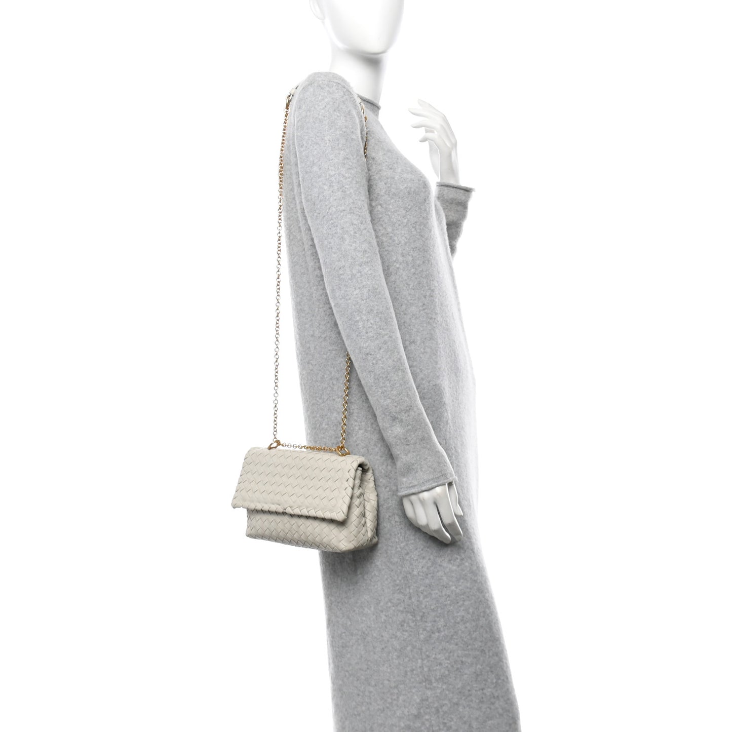 Nappa Intrecciato Baby Olimpia Shoulder Bag Chalk
