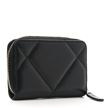 Chanel Lambskin Quilted Chanel 19 Zip Around Coin Purse Wallet Black 3 of 10