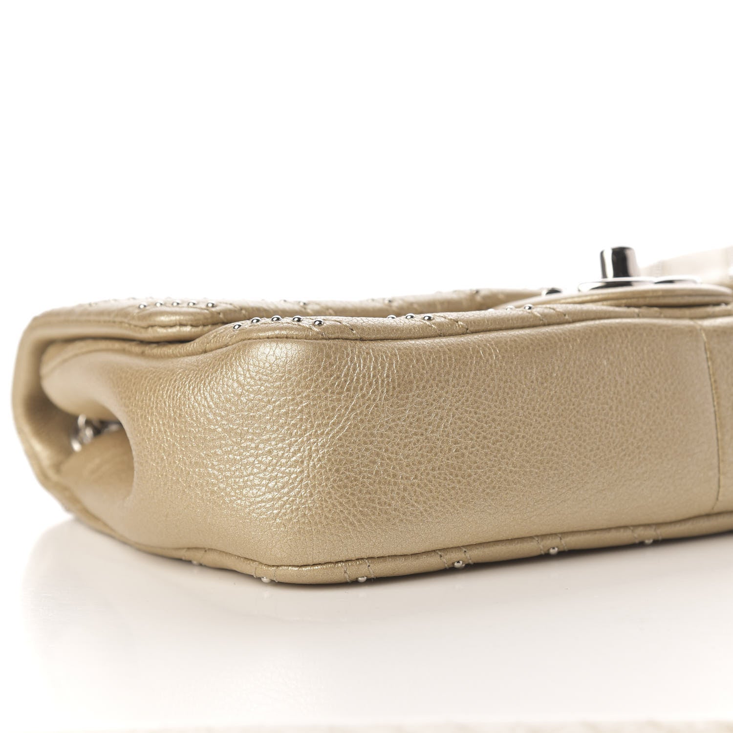 Chanel Calfskin Studded Chevron Quilted Small Stud Wars Flap Gold 5 of 9
