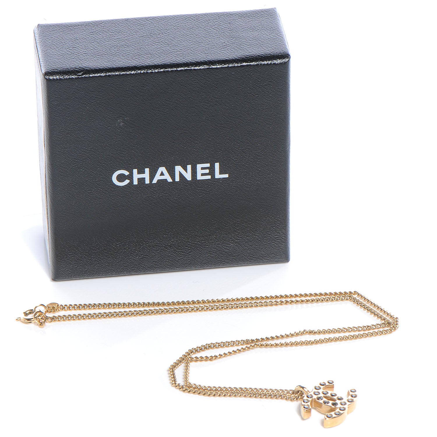 Chanel Crystal CC Necklace Gold Black 4 of 5