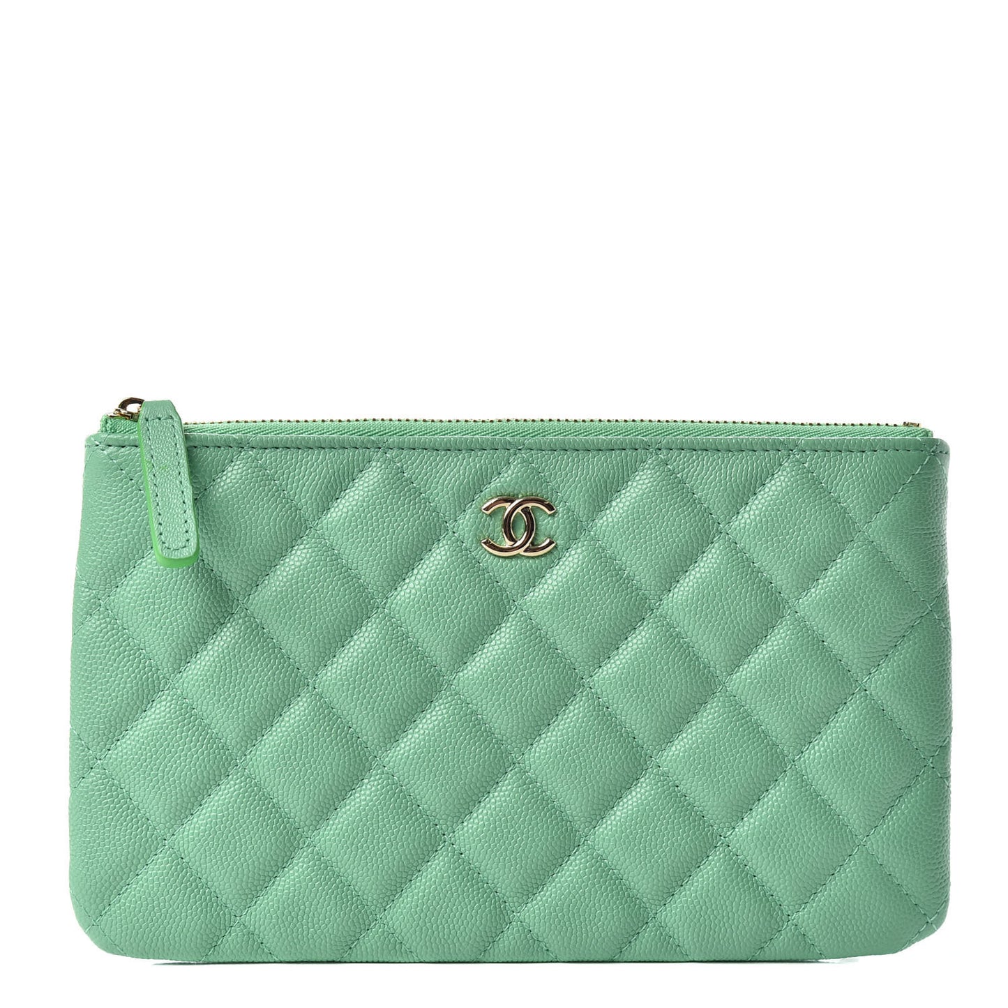 Caviar Quilted Cosmetic Case Green