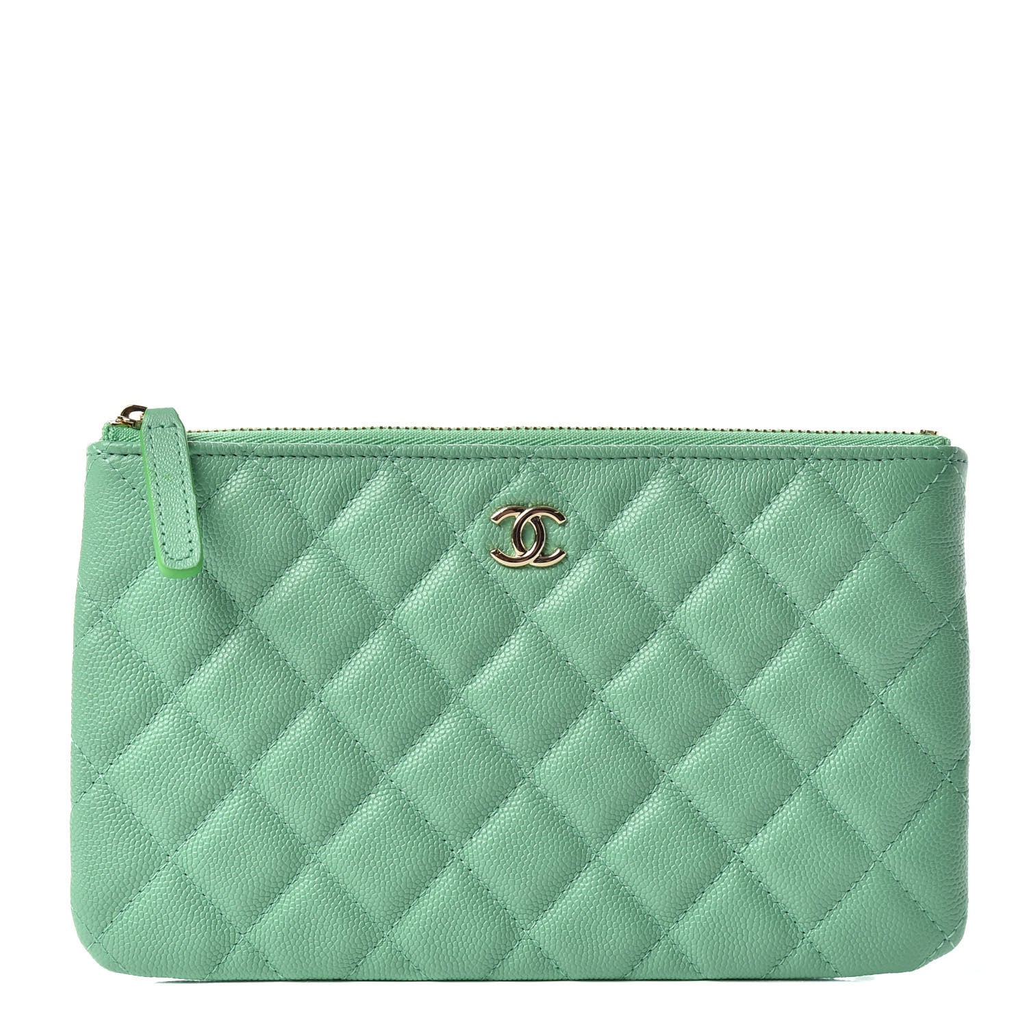 Chanel Caviar Quilted Cosmetic Case Green 1 of 8