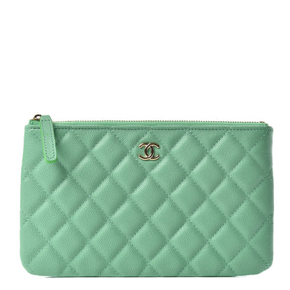 Chanel Caviar Quilted Cosmetic Case Green 1 of 8
