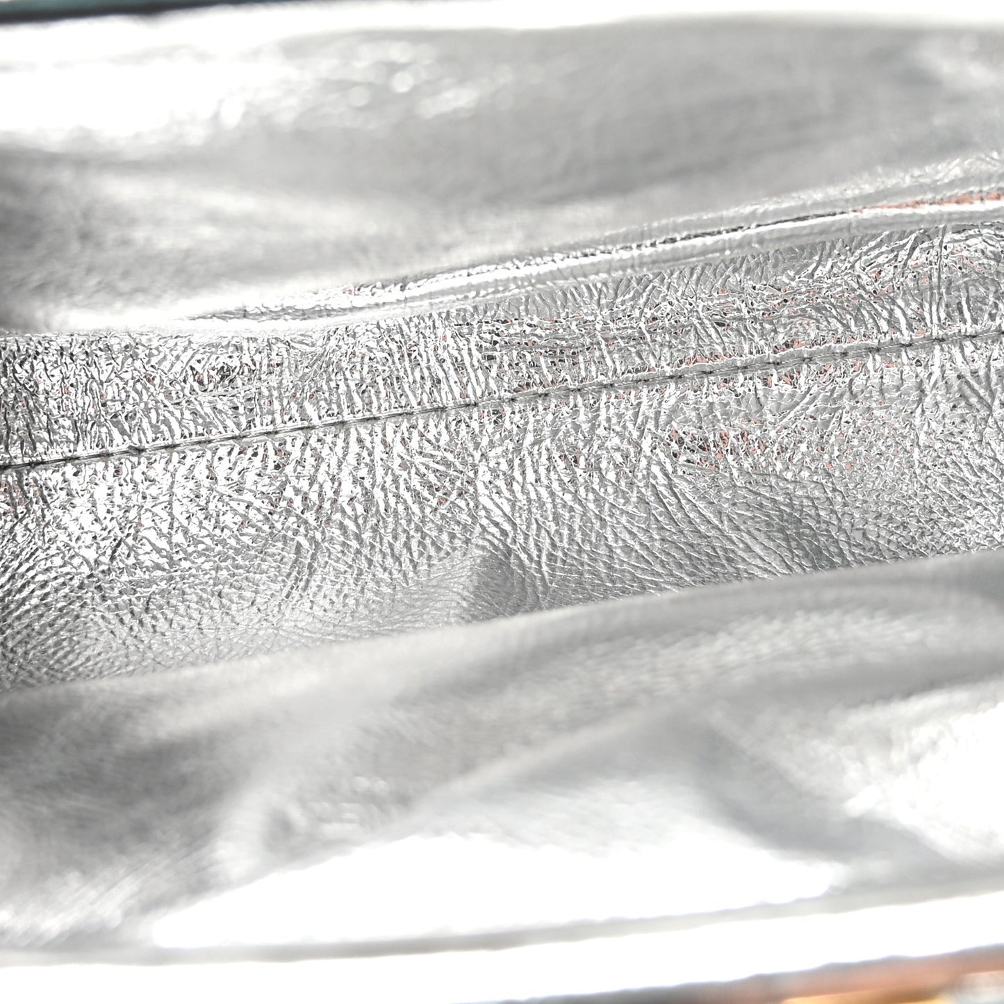 Metallic Lambskin Intrecciato The Mini Pouch Silver Gold