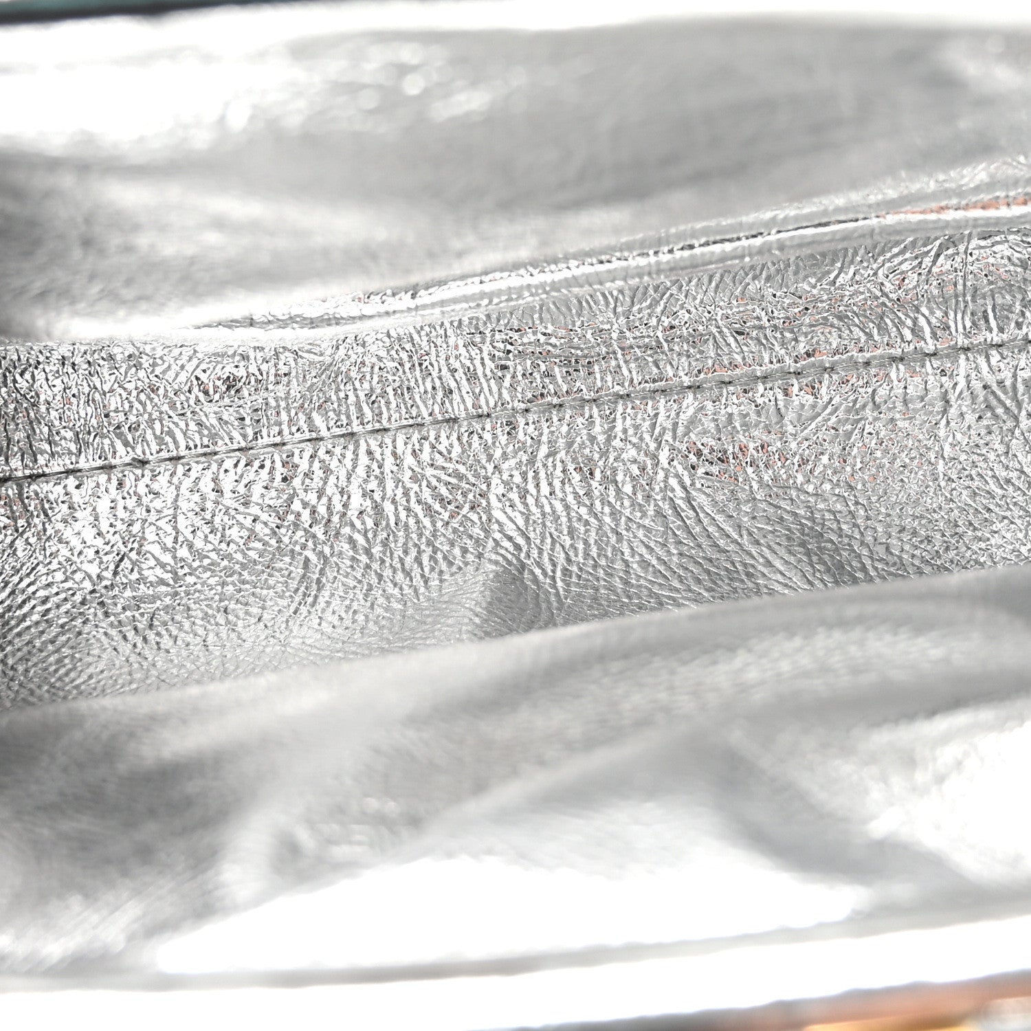 Bottega Veneta Metallic Lambskin Intrecciato The Mini Pouch Silver Gold 5 of 8
