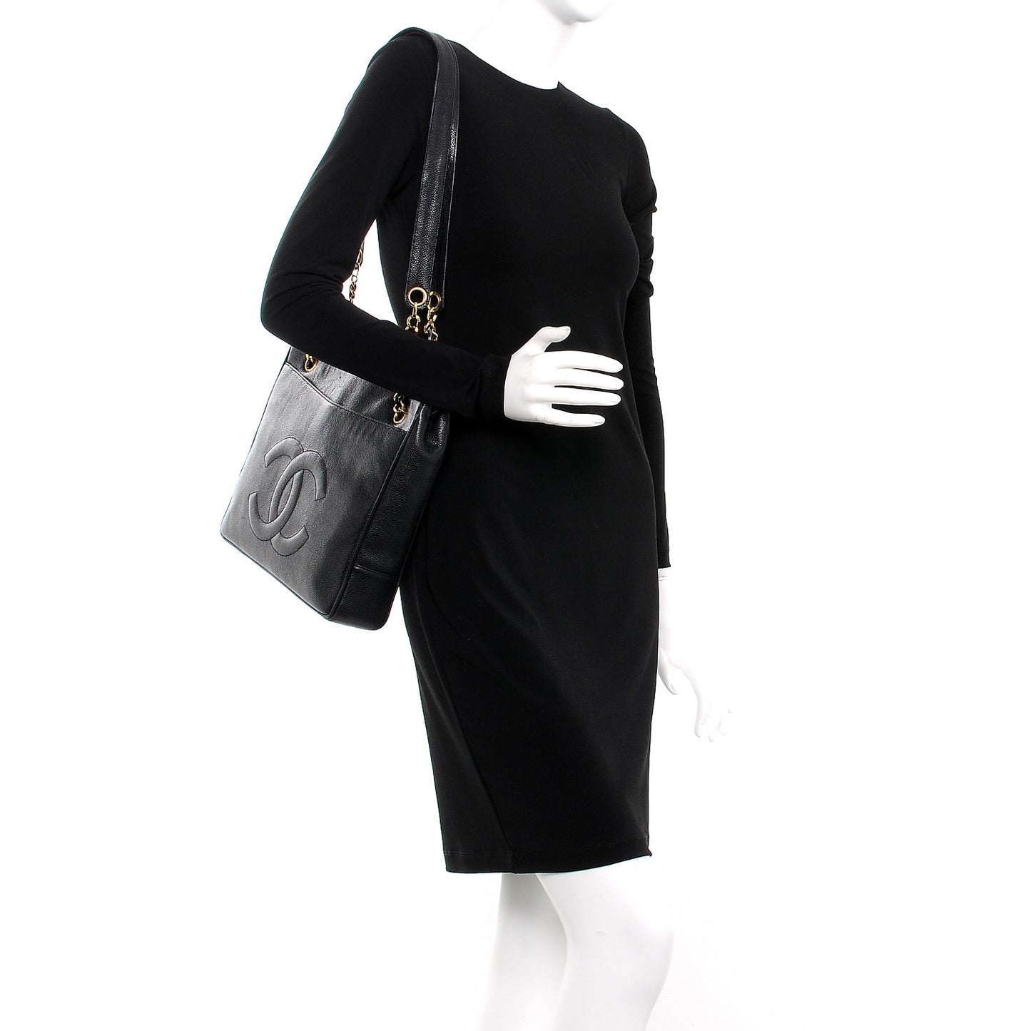 Caviar CC Shoulder Bag Black