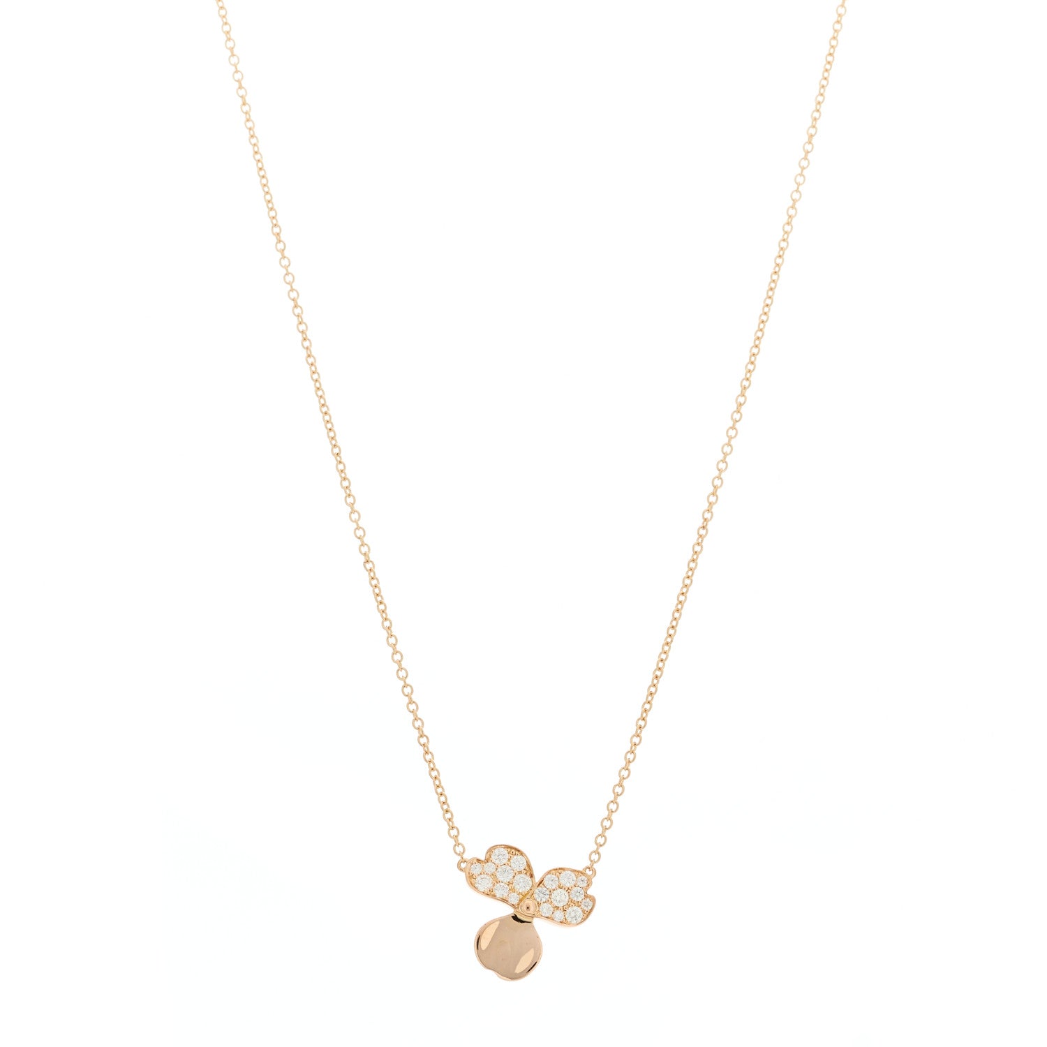 Tiffany 18K Rose Gold Diamond Paper Flowers Pendant Necklace 1 of 6