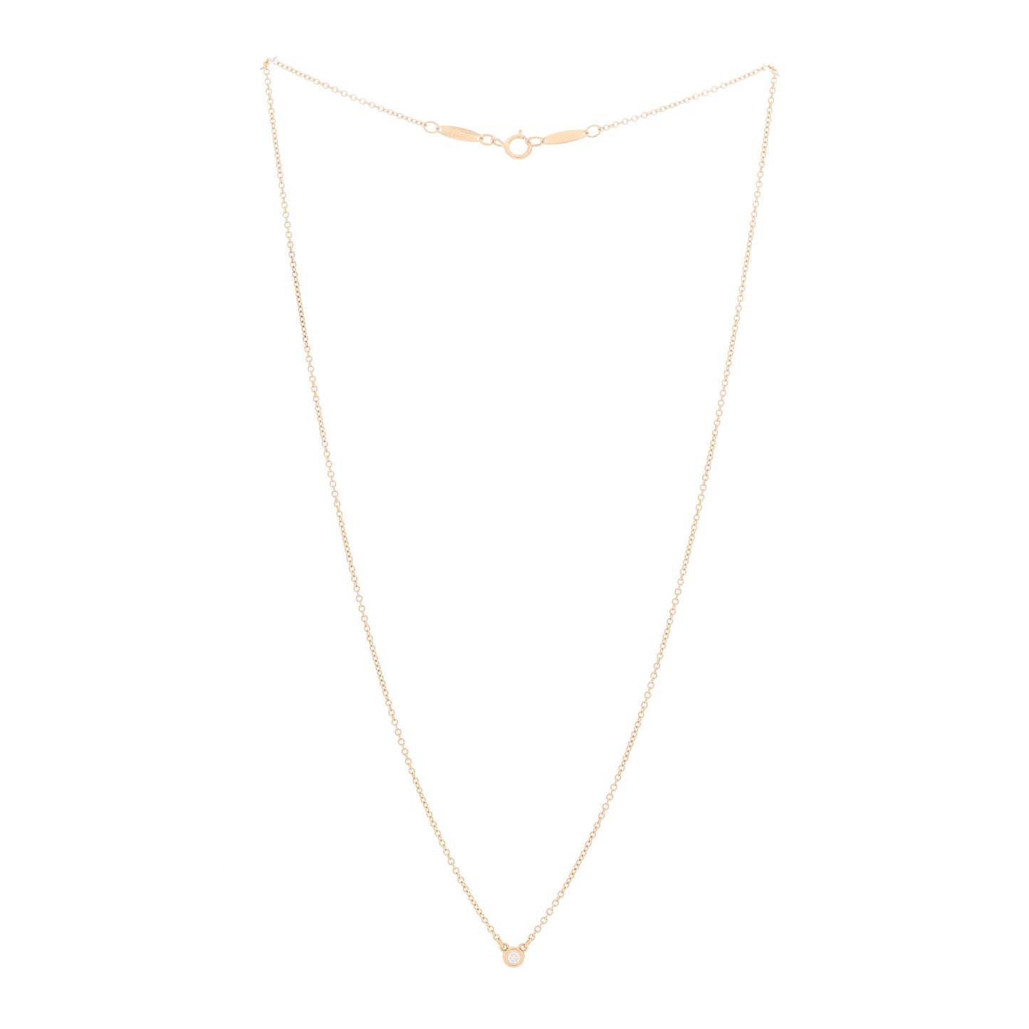 18K Rose Gold Diamond .03ct Elsa Peretti Diamonds by the Yard Pendant Necklace