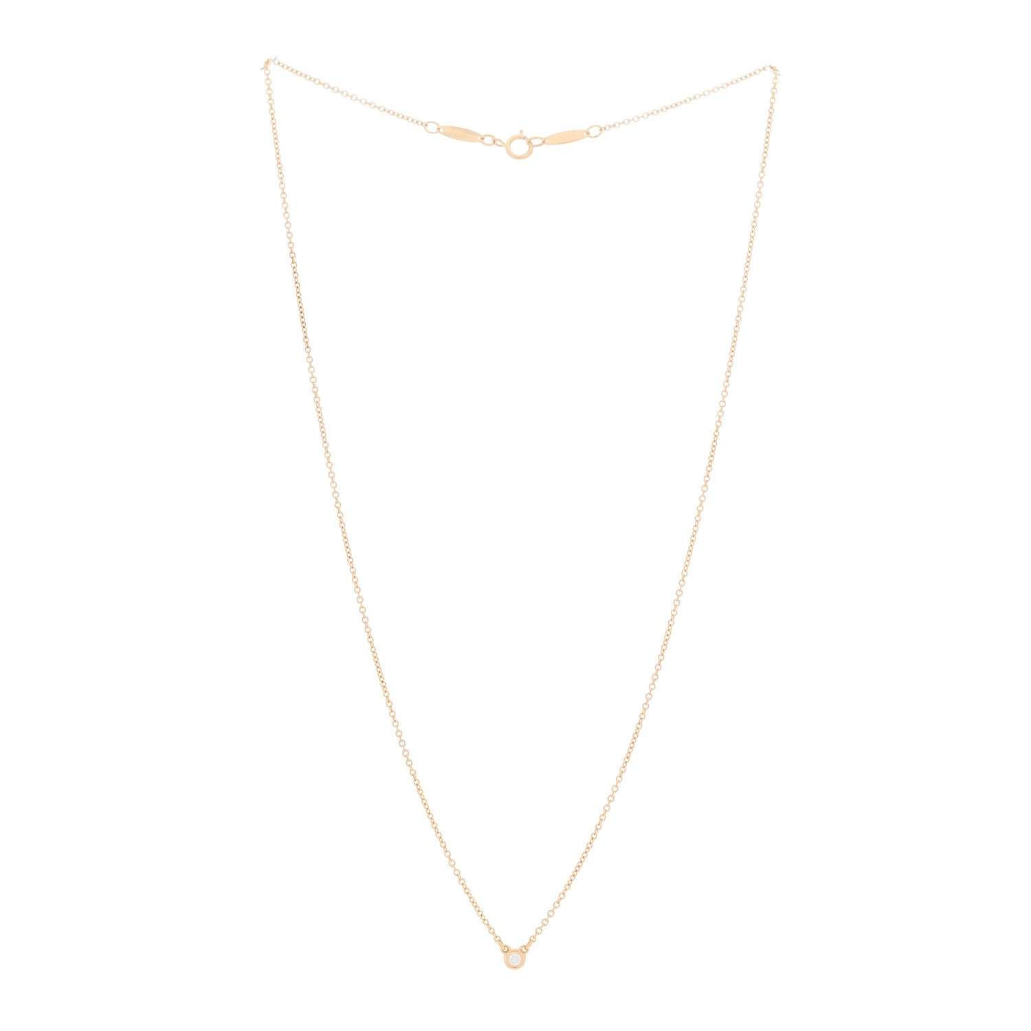 Tiffany 18K Rose Gold Diamond .03ct Elsa Peretti Diamonds by the Yard Pendant Necklace 2 of 4