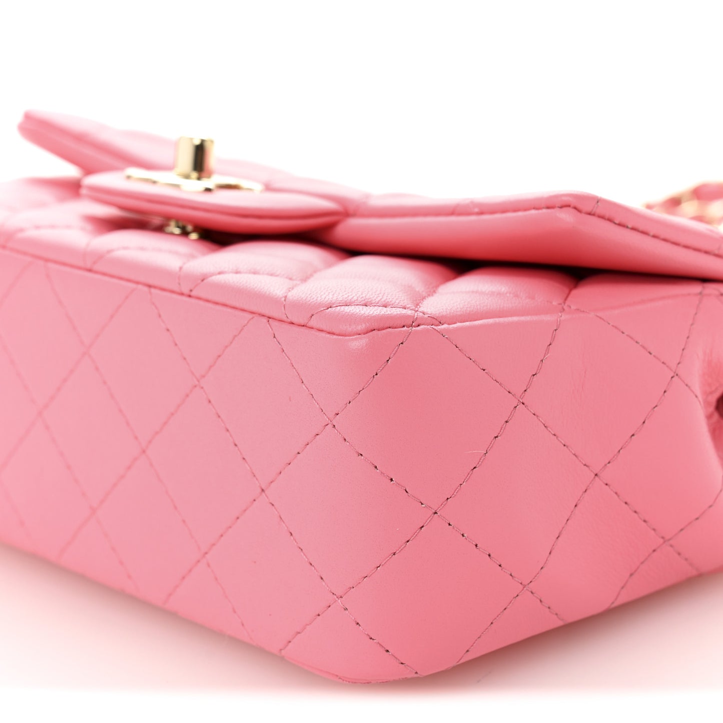 Lambskin Quilted Mini Rectangular Flap Pink