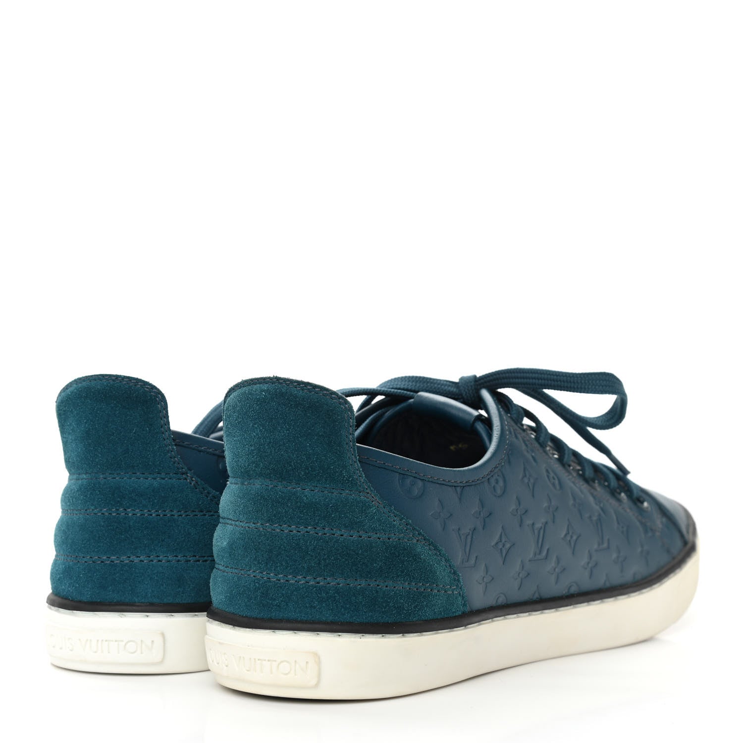 Louis Vuitton Calfskin Embossed Monogram Punchy Sneakers 37 Blue 4 of 8