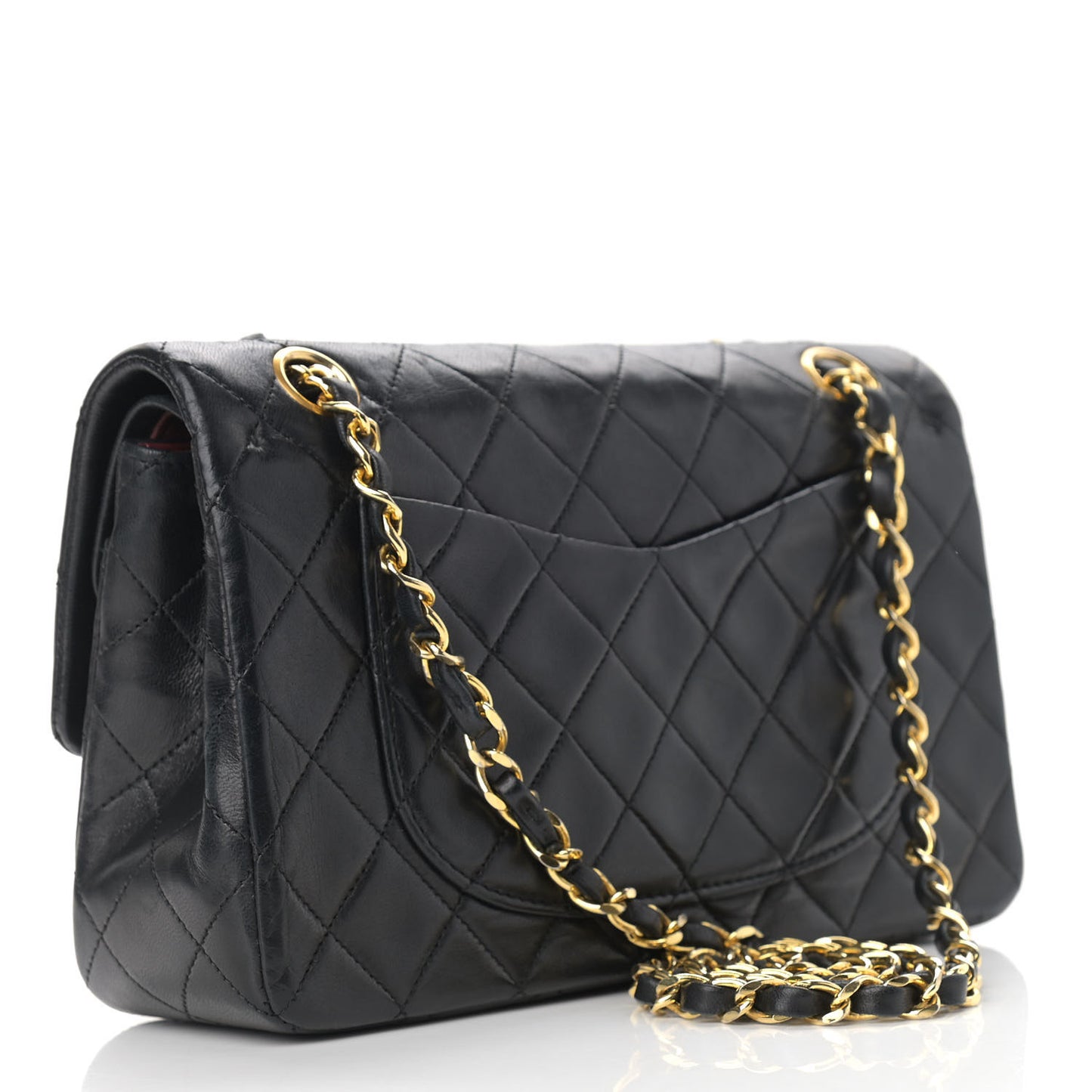 Lambskin Quilted Small Double Flap Black