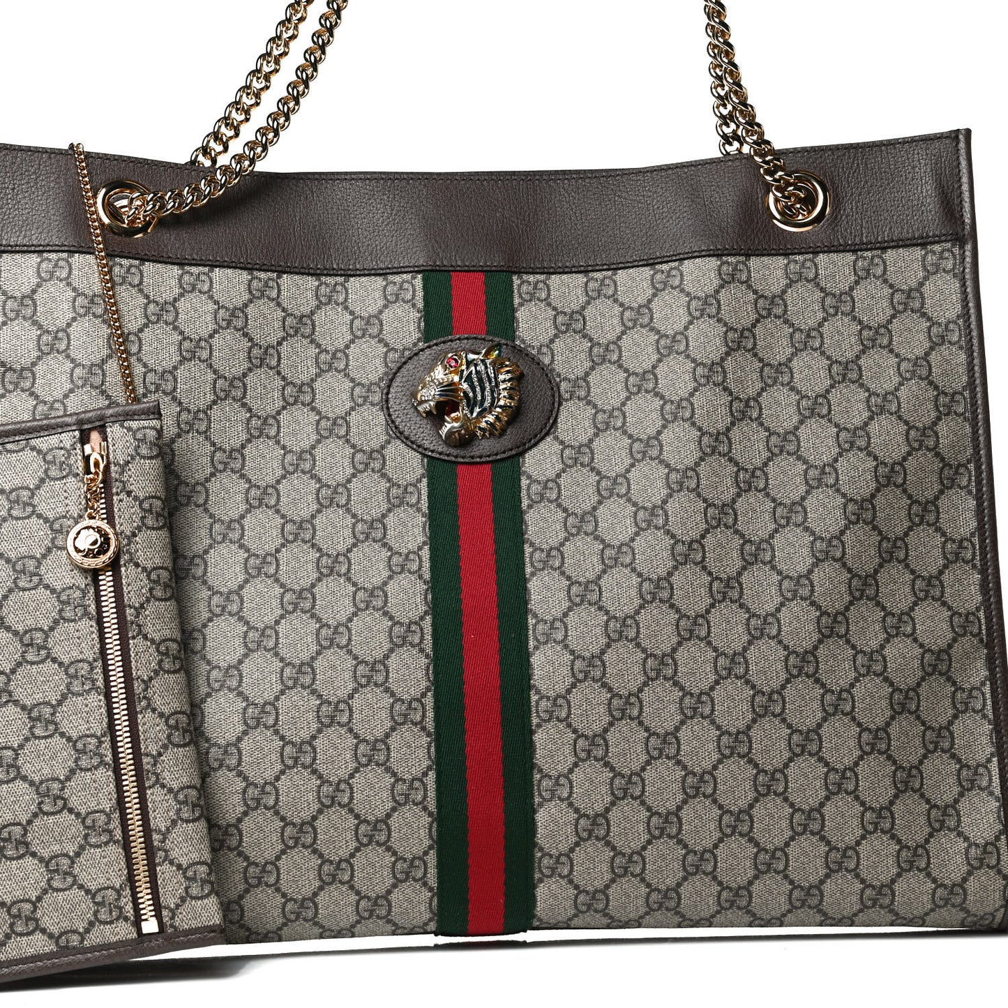 GG Supreme Monogram Large Rajah Chain Tote Beige New Acero