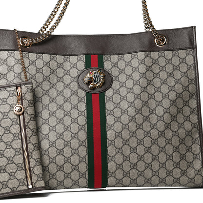 Gucci GG Supreme Monogram Large Rajah Chain Tote Beige New Acero 8 of 13