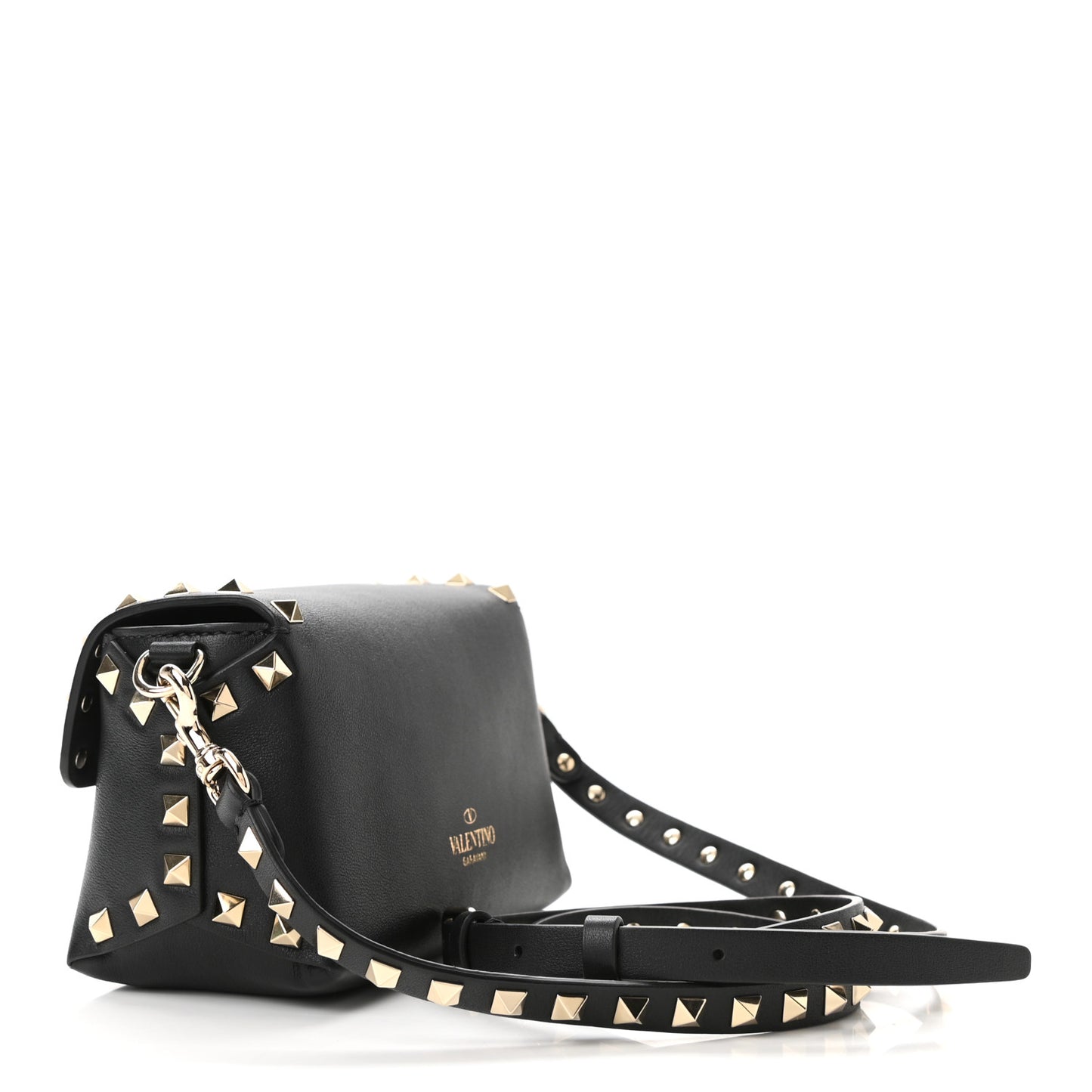 Vitello Mini Rockstud Crossbody Bag Black