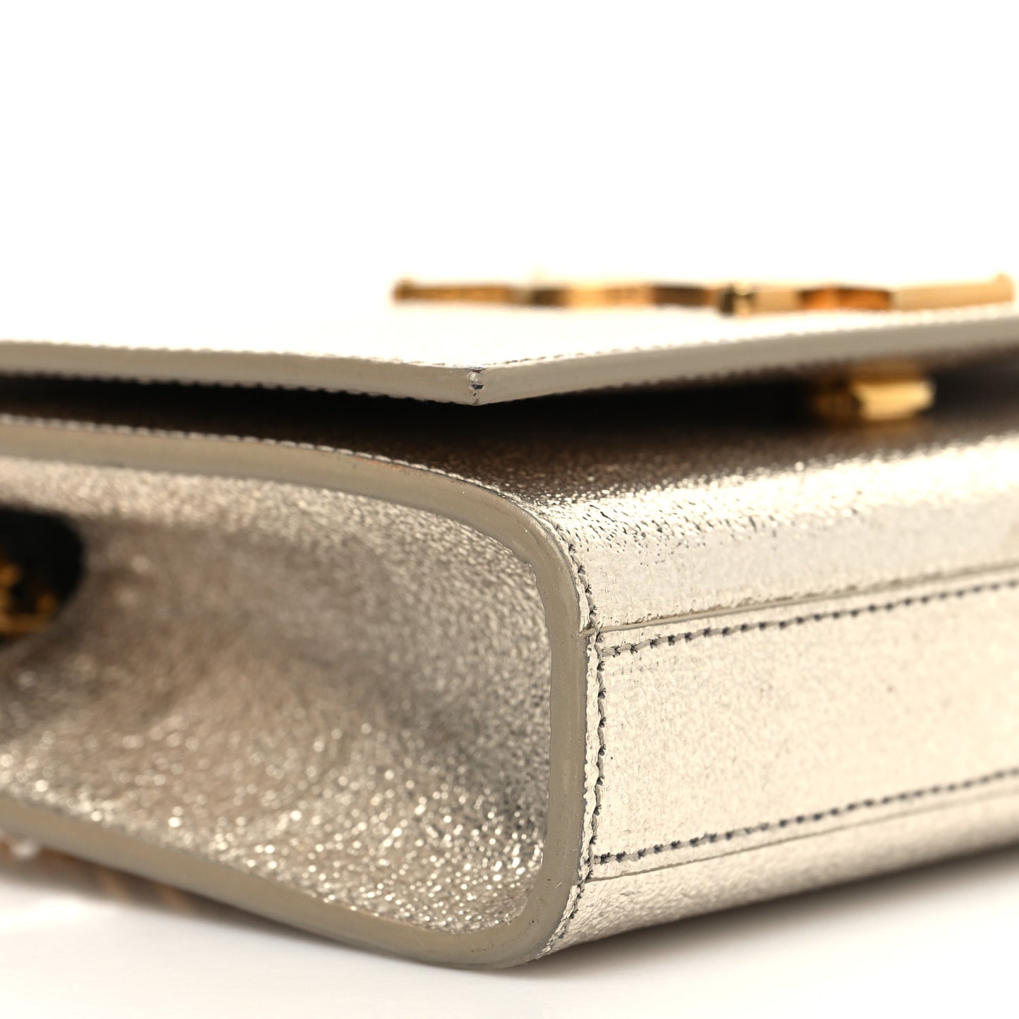 Metallic Calfskin Small Classic Monogram Kate Satchel Gold