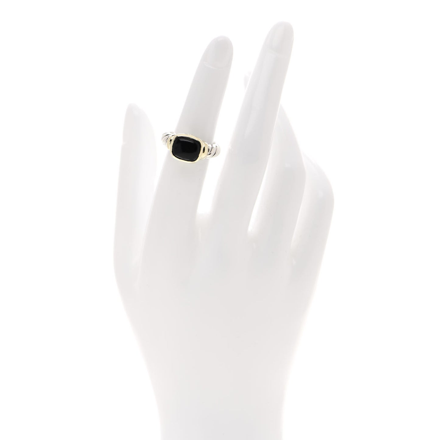 Sterling Silver 14K Yellow Gold Black Onyx 10mm Noblesse Ring 49 5