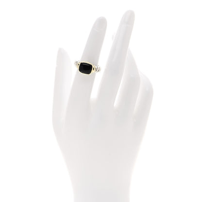 David Yurman Sterling Silver 14K Yellow Gold Black Onyx 10mm Noblesse Ring 49 5 2 of 8