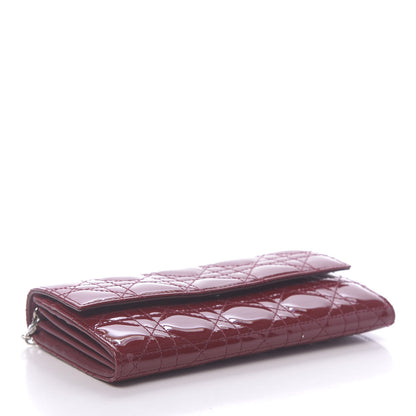 Christian Dior Patent Cannage Lady Dior Rendezvous Wallet On Chain Red 4 of 10