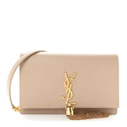 Saint Laurent Grain De Poudre Classic Monogram Kate Tassel Chain Wallet Dark Beige 1 of 10