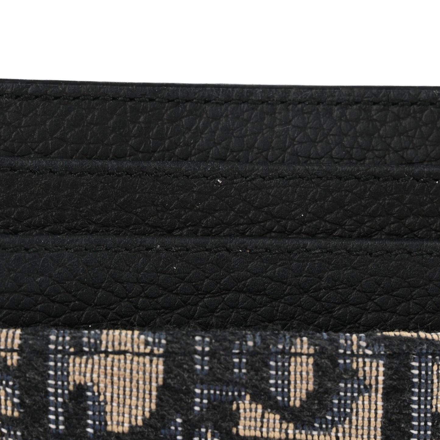Grained Calfskin Oblique Card Holder Black