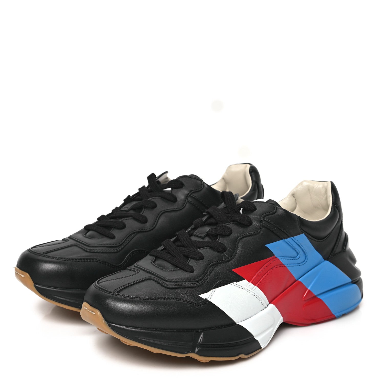 Gucci Calfskin Web Printed Mens Rhyton Sneakers 8 Black 3 of 9