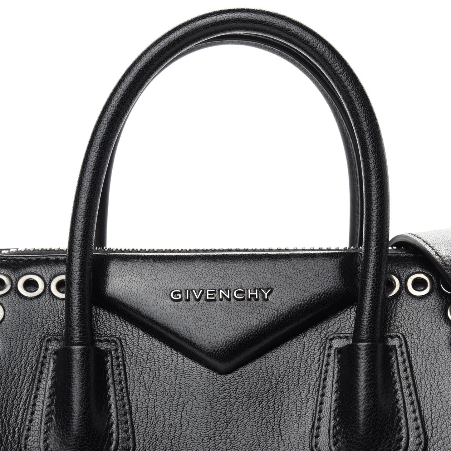 Sugar Goatskin Small Eyelet Antigona Black