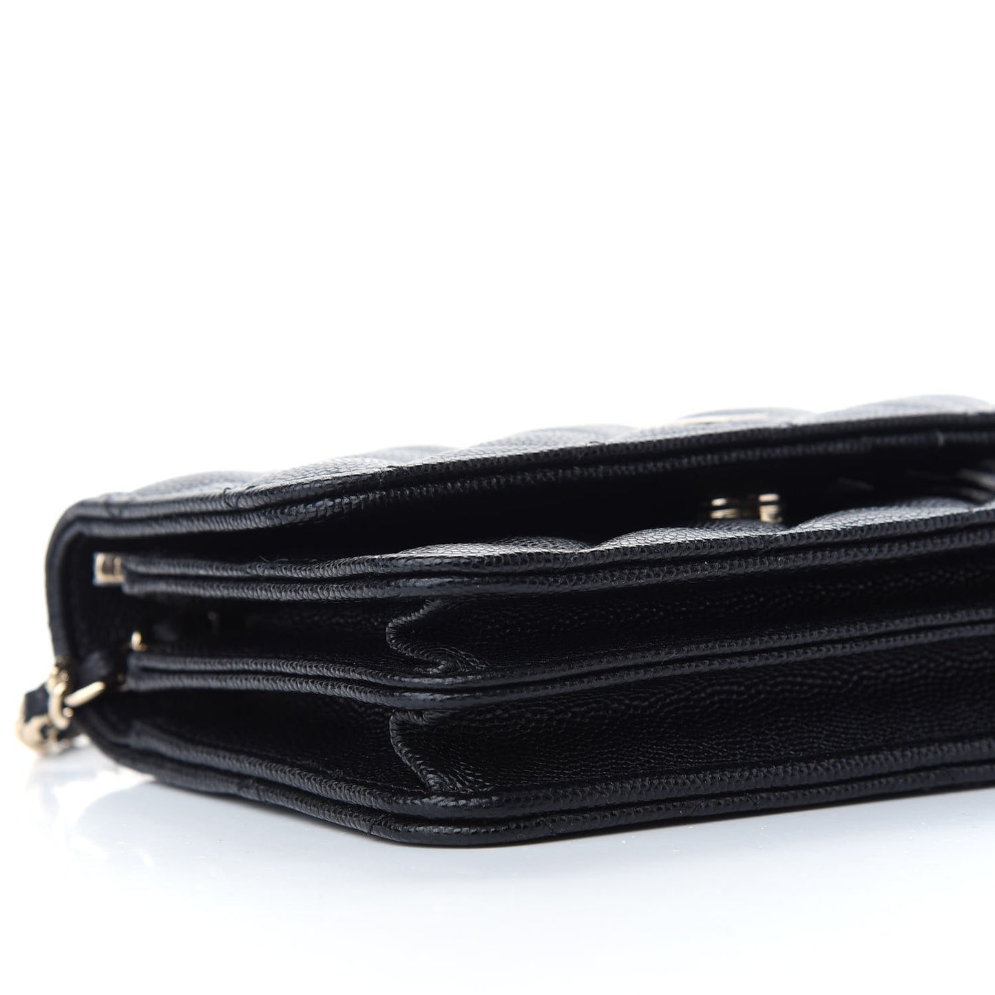 Caviar Quilted Mini Wallet On Chain WOC Black