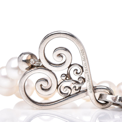 Tiffany Sterling Silver 6mm Pearl Goldoni Heart Bracelet 5 of 6