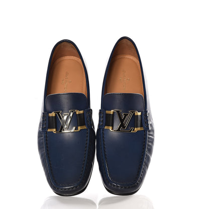 Louis Vuitton Calfskin Mens Montaigne Loafers 7.5 Blue 5 of 12