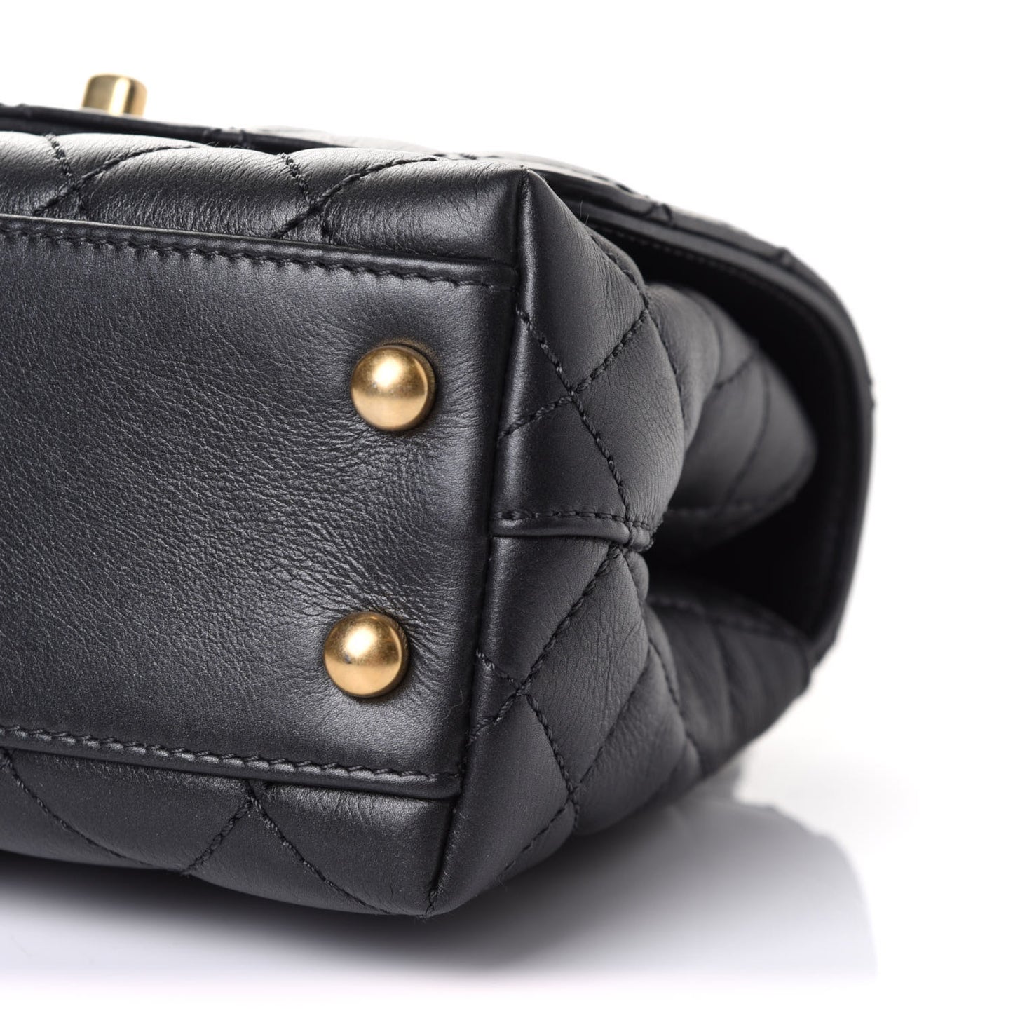 Calfskin Strass Quilted Extra Mini Coco Handle Flap Dark Grey