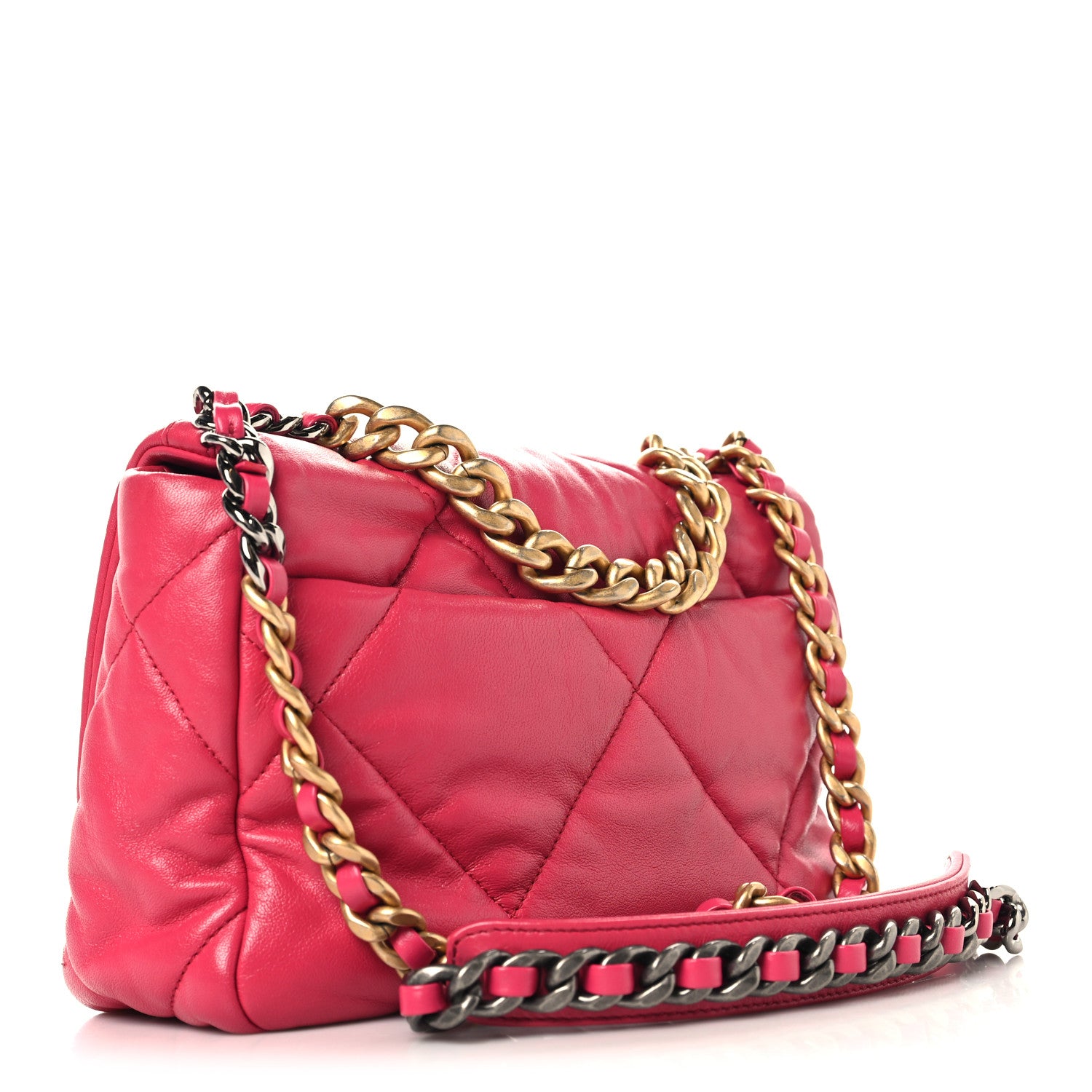 Chanel Lambskin Quilted Medium Chanel 19 Flap Dark Pink 3 of 10