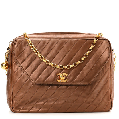 Chanel Metallic Lambskin Diagonal Quilted Tassel Camera Bag Bronze 1 of 16