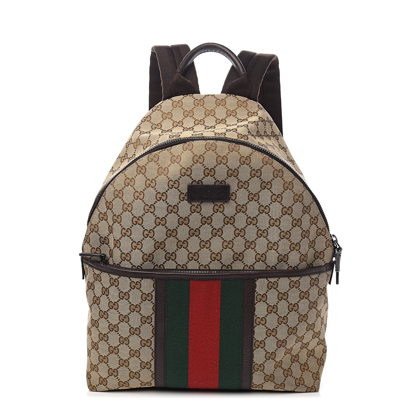 GG Monogram Web Medium Classic Backpack Brown