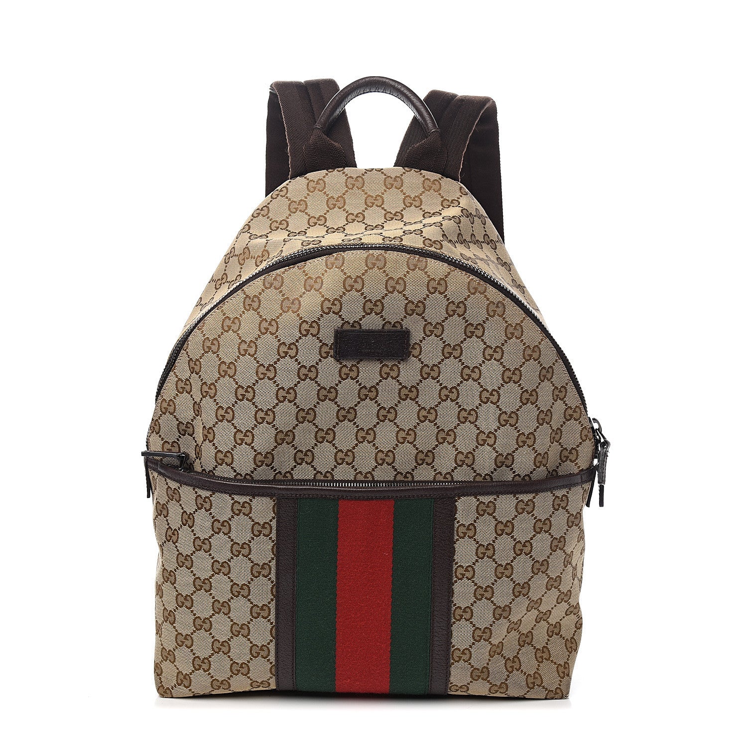 Gucci GG Monogram Web Medium Classic Backpack Brown 1 of 9